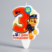 Свеча для торта "Цифра 3", Щенячий патруль