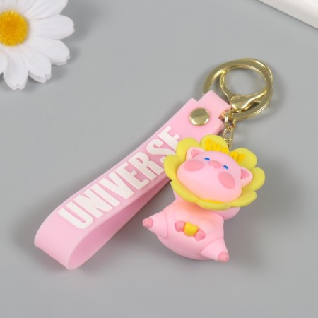 Trick rubber with carbine, a strap "Pig in a flower" Flower spins 3.5x4.2x5.5 cm-2