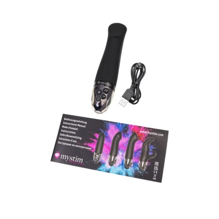 Mystim Right on Ron vibrator with electrical stimulation, 16.5 cm, silicone, black color-9
