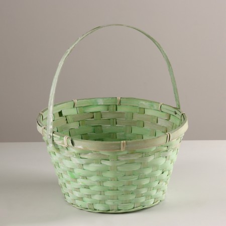 Wicker basket, d28x15x31.5cm, green, bamboo
