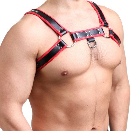 BDSM Podsm Oki, male, on the chest, eco-leather, red kant-3