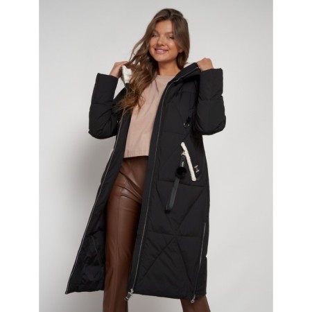Coat insulated winter female, size 50, black color-14
