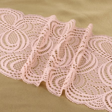 Lace elastic fabric, 180 mm × 2.7 ± 0.5 m, pink-beige color-2