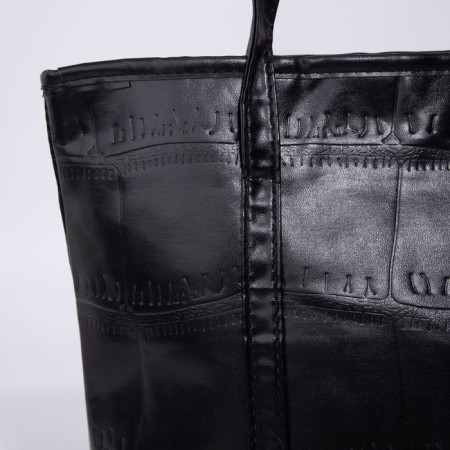 Soper bag with zipper, black color-3