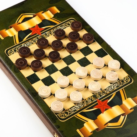 Backgammon "real man", wooden board 50 x 50 cm, with a field for playing checkers-1