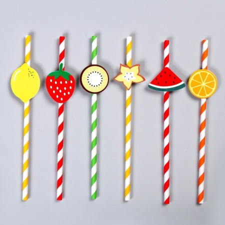 Pipe for cocktail "Fruits", set of 6 pcs.