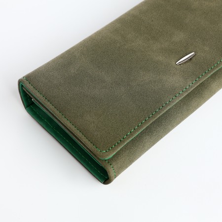 Women's wallet on the button, green color-2