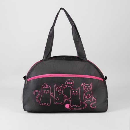 Sports bag with lightning, external pocket, black/pink color-1