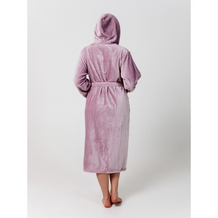 Women's robe with a hood, size 56, plum color-3