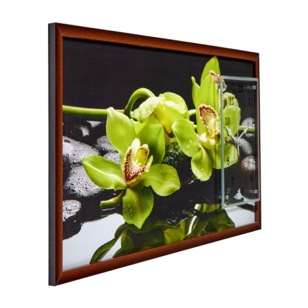 Carty clock is wall-mounted, interior "green orchids", 50 x 100 cm, on canvas, silent-1