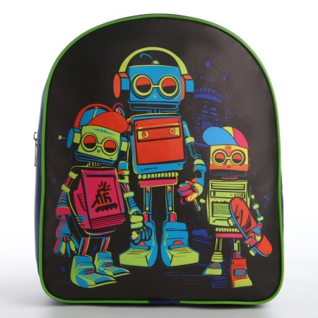 Baby backpack for a boy Textile "Robots", 28x24.5x8 cm-2