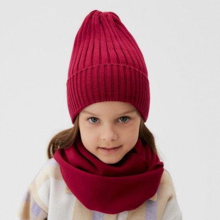 Children's cap KAFTAN with snood, fuchsia rr 42-44