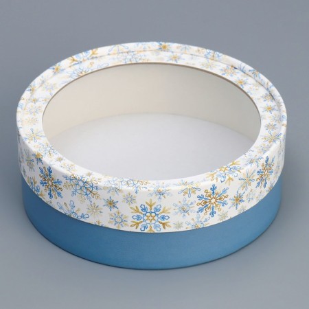 Box for Makarun Tubus with the Snowflake window, 16 x 16 x 5 cm, New Year-1