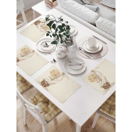 A set of napkins for setting the table “Drawing a ship at sea”, rectangular, size 32x46 cm, 4 pcs