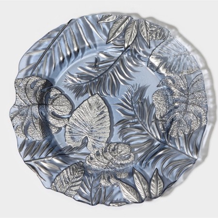 Black dining plate "Arabis", d = 28 cm, blue color