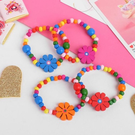 Bracelet Children's "chosen" flowers with beads, color mix