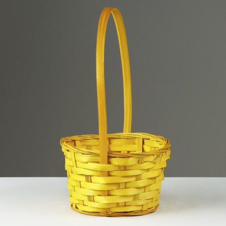 Wicker basket, D19 x 9.5 x 32 cm, yellow, bamboo-2