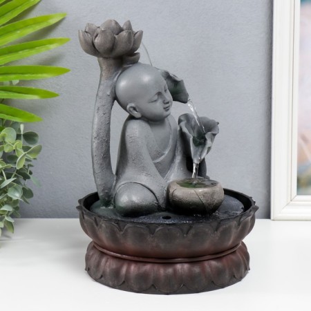 The desktop fountain from the network, the backlight "Little Buddha with the lotus" gray 29x20x20 cm-1