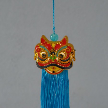 Textile suspension, plastic "Chinese lion" Blue 2x4x14 cm-2