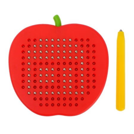 Magnetic tablet "Apple", small, 142 holes, red color-2