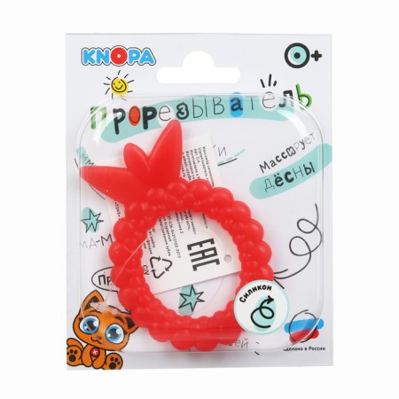 Silicone teether "strawberry", mix color, button-12