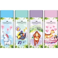 Eraser Faber-Castell Happy Jungle rectangular, cardboard case, 62 x 21.8 x 11.5 mm, mix