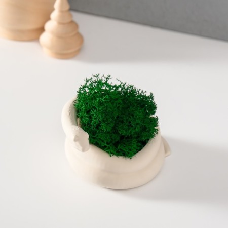 Souvenir mini "snake" twisted with moss white 7x6x4 cm (moss green stabil)-4