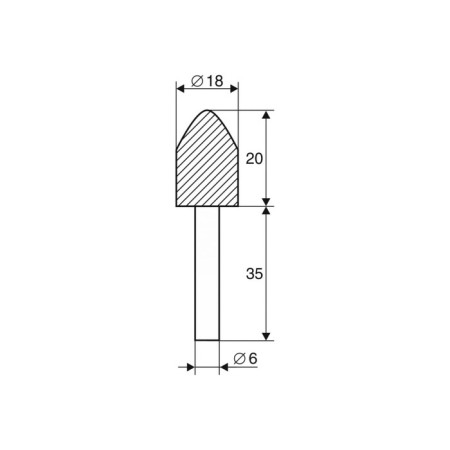 Sharoshka Abrasive cylindrical Encor 21657, 18 x 20 mm, shank 6 mm, metal-2