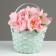 Wicker basket, d17 x 12 x 22 cm, green, bamboo
