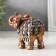 Souvenir Polystone "Bronze Elephant in Silver Popone with Mirrors" 9.5x5x7 cm