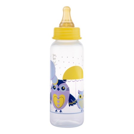 A bottle for feeding with a latex nipple, 250 ml, from 0 months., Mix color-1