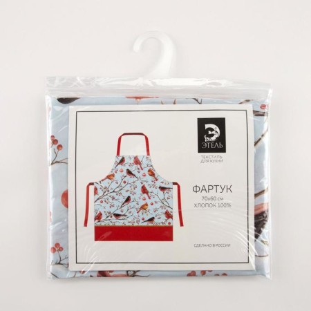 Apron "Ethel" Winter Birds 60x70cm, 100% cotton, sarzha 190 g/m2-5