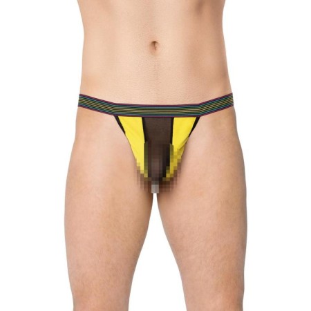 Thong men Softline collection, with a grid insert, yellow color, OS size