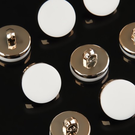 A set of plastic buttons on the leg, d = 15 mm, 10 pcs, matte, white/gold color-1