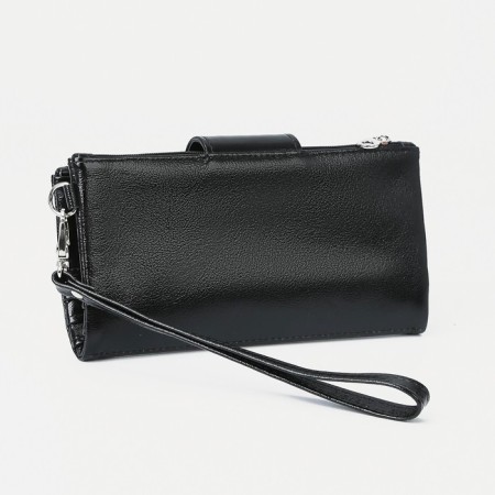 Women's wallet on the button, black color-1
