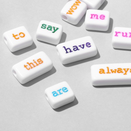 Acrylic bead "English words" mix, set 10 g, color-1