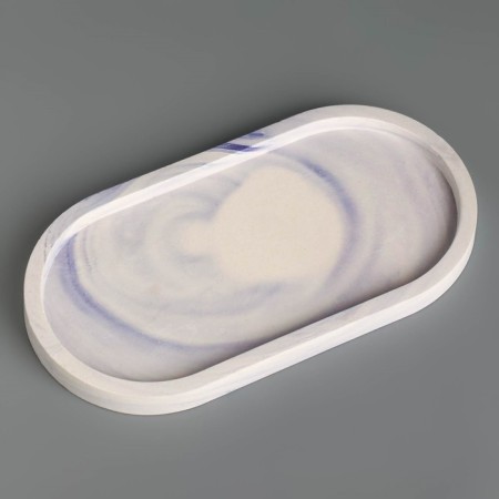 Candles in concrete on the stand "Loft", soy wax, wooden wick, white-violet-4