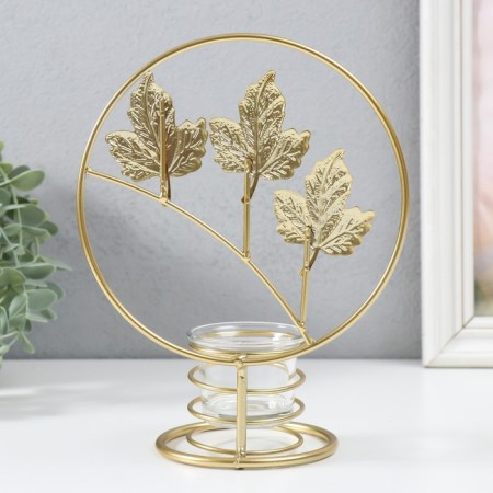 Summary metal per 1 candle "Maple leaves in the circle" d = 4.5 cm gold 16x9.5x21 cm-3