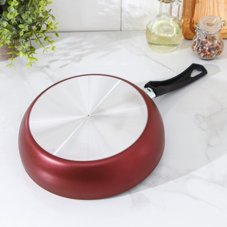 Flot Dilan Promo, D = 24 cm, plastic handle, anti -stick coating, burgundy color-2