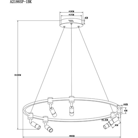 Suspended chandelier Arte Lamp Ring A2186SP-1BK, LED, 75 W, 80x80x120 cm, 6000 lm, remote control, black-2