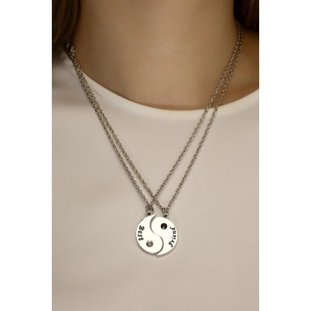 Kulons "Demetrons" Yin-Yang with rhinestones, color silver, 45 cm-1