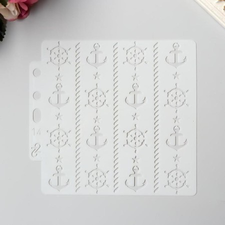Stencil plastic "anchor and helm" 13x14 cm