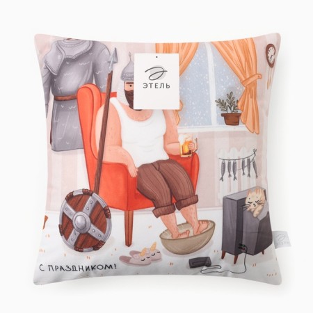 Decorative Ethel Pillow "Knight" 40x40 cm, velor, 100% p/e-4