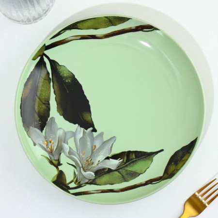 Ceramic Lemon Flowers ceramic plate, 22.5 cm, green color-2