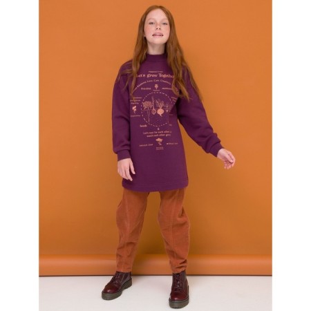 Sweatshirt for girls, height 128 cm, burgundy color-4