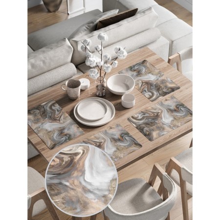 A set of napkins for setting the table "Marble vortex", rectangular, rounded edges, size 30x46 cm, 4 pcs-1