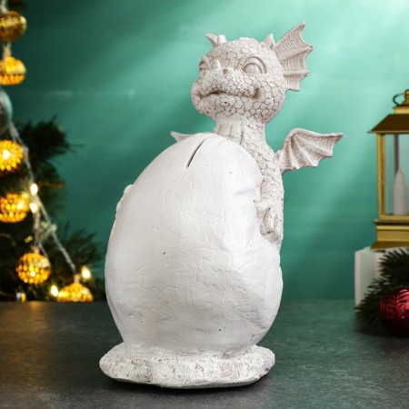 Piggy bank "Dragon" White Stone, 12x17x22cm-1