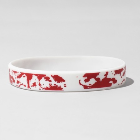 Silicone bracelet "Bloody", white-red color-2