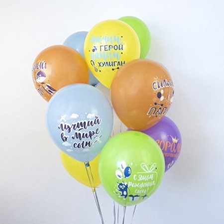 Shar Latex 12 ’’ “With DR! King of the sandbox! ”, Silkography, 1-sided, 5 designs, set 25 pcs., Mix-2