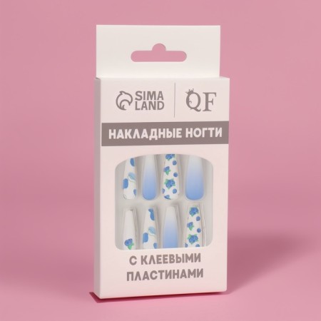 Inniches “Ink”, 12 pcs, with adhesive plates, ballerina shape, white/purple color-4